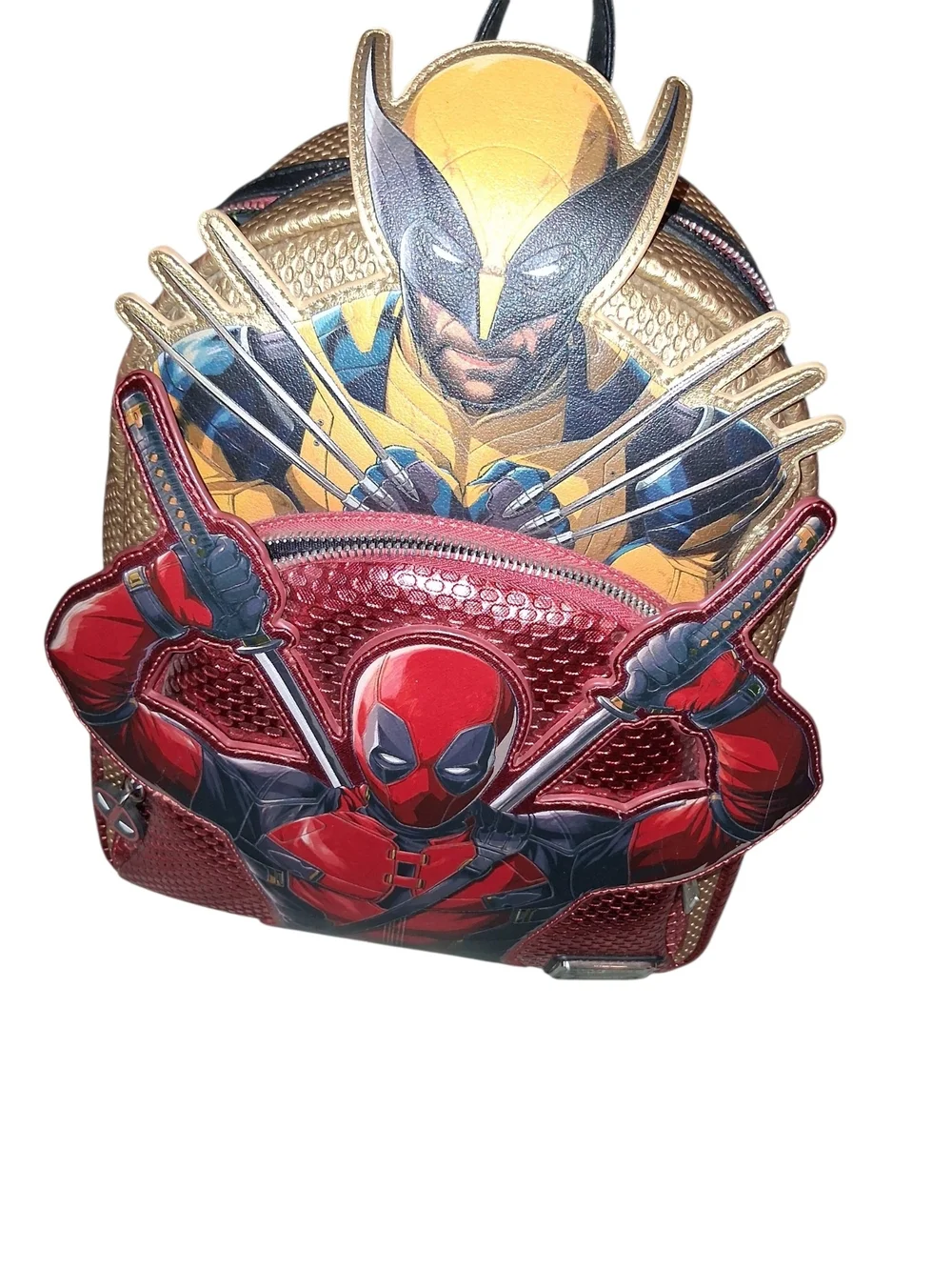 Marvel Deadpool Red and Gold Graphic Backpack Loungefly